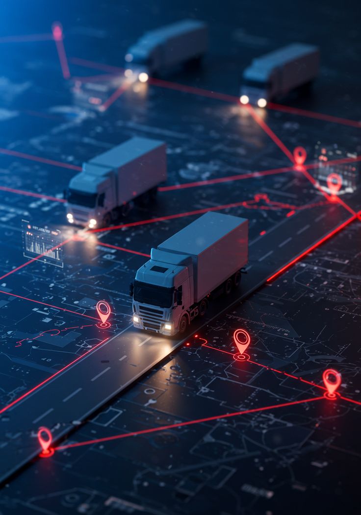 Freight vehicles on a mapped distribution network